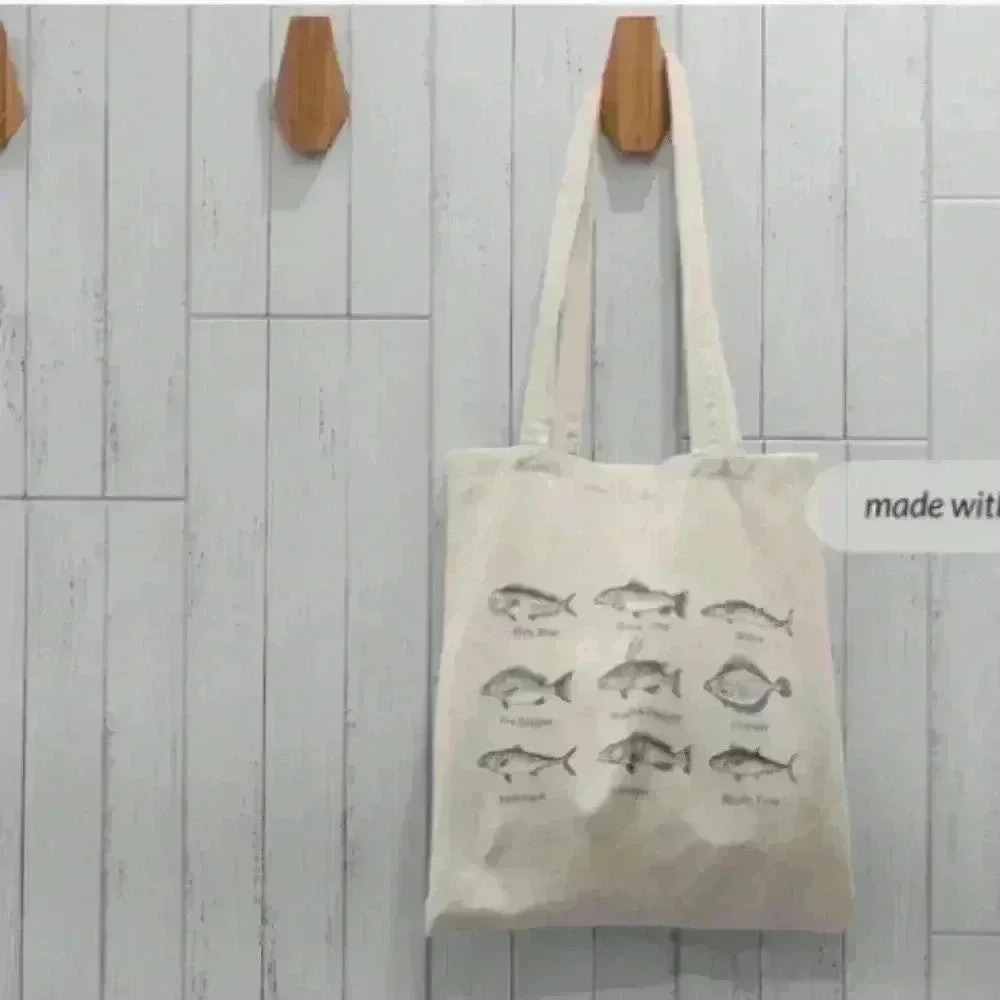 They fisherman  fish name tote bag recycled canvas tote bag - Picture 2 of 3